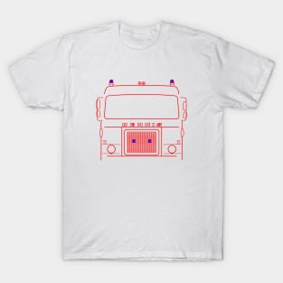 Dennis D Series 1970s British classic fire engine outline red T-Shirt